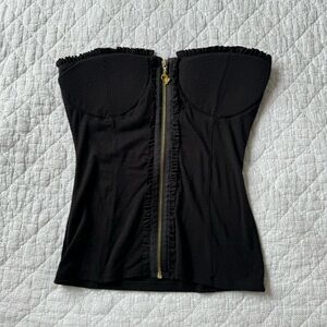 Vintage Y2K Baby Phat black top with gold colored zipper
